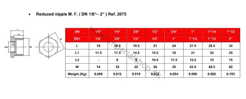 Nerezová redukcia 2075 3/8" - 1/4"