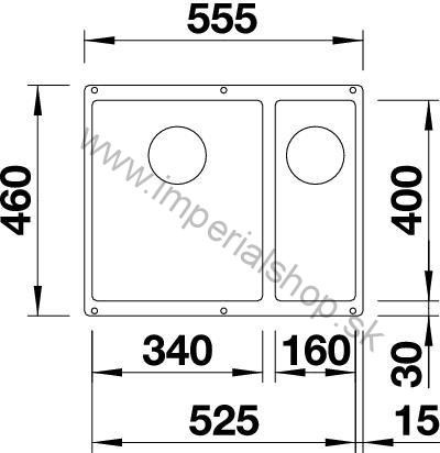 BLANCO SUBLINE 340/160-U pravý, antracit 523558