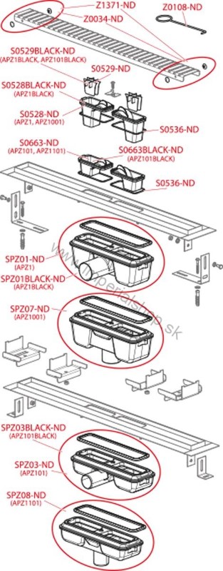 ALCADRAIN APZ101BLACK-650 Podlahový žľab znížený čierna matná