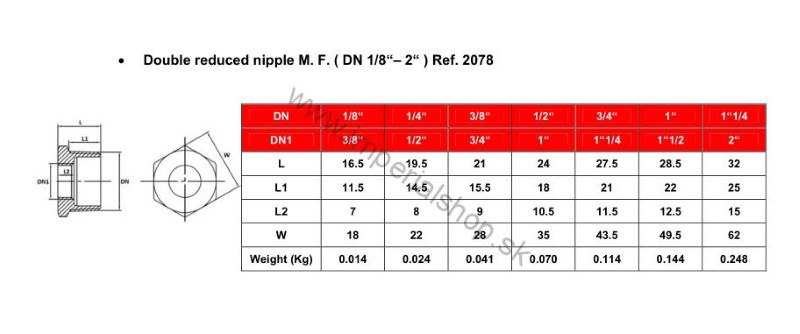 Nerezová redukcia 2078 6/4" - 1"