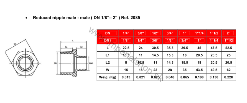 Nerezová vsuvka redukovaná 2085 3/8" - 1/4"