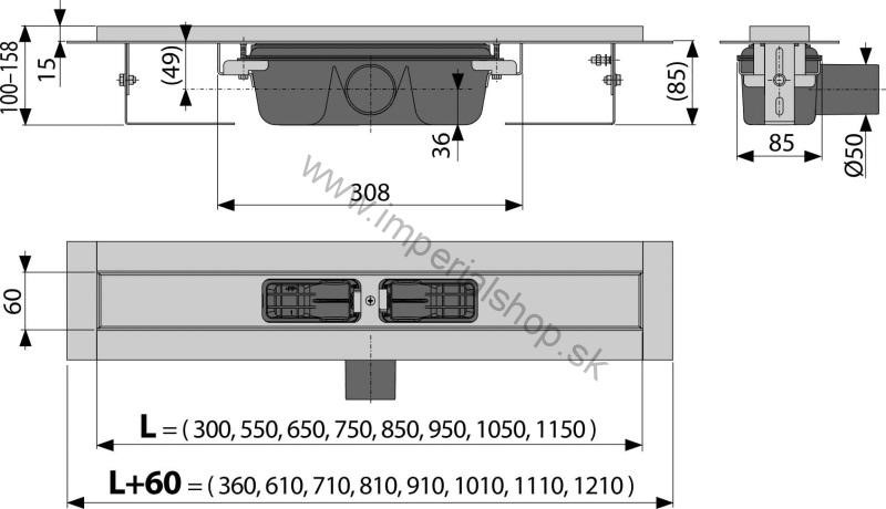 ALCADRAIN APZ1-1050 Podlahový žľab