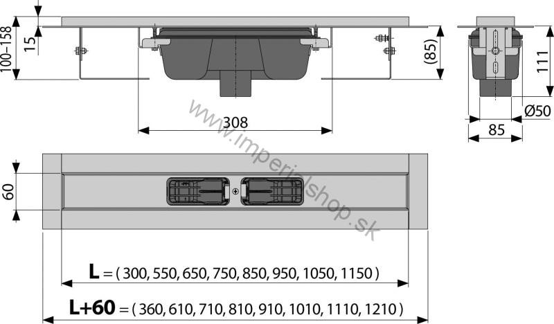 ALCADRAIN APZ1001-550 Podlahový žľab