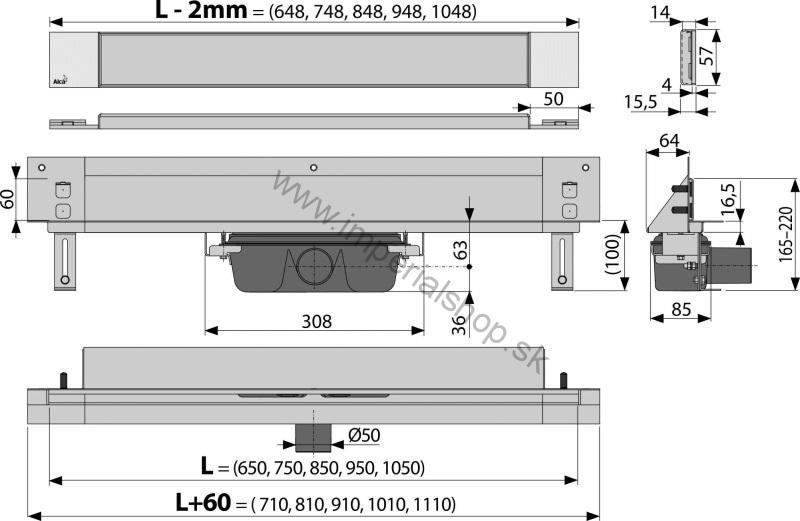 ALCADRAIN APZ5-TWIN-750 Žľab pre zabudovanie do steny