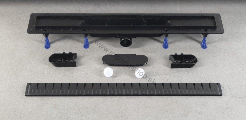 KLAVER BLACK sprchový kanálik s nerezovým roštom, superflow, DN50, 810x122x65 mm