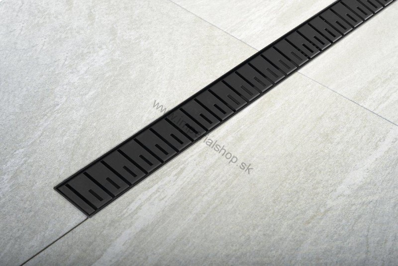 KLAVER BLACK sprchový kanálik s nerezovým roštom, superflow, DN50, 910x122x65 mm