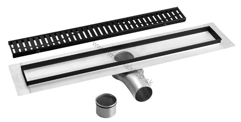 MANUS BLACK nerezový sprchový kanálik s roštom ONDA, 750x130x55 mm