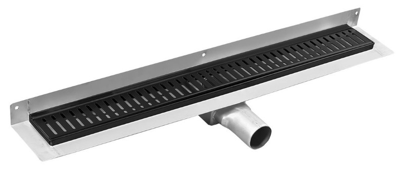 MANUS BLACK nerezový sprchový kanálik s roštom ONDA, k stene, 650x112x55 mm
