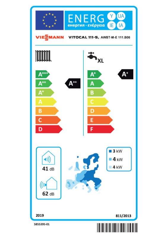 Tepelné čerpadlo Viessmann Vitocal 111-S (3,0 - 7,7kW) 230V AWBT-M-E 11.B06 - energetický štítok