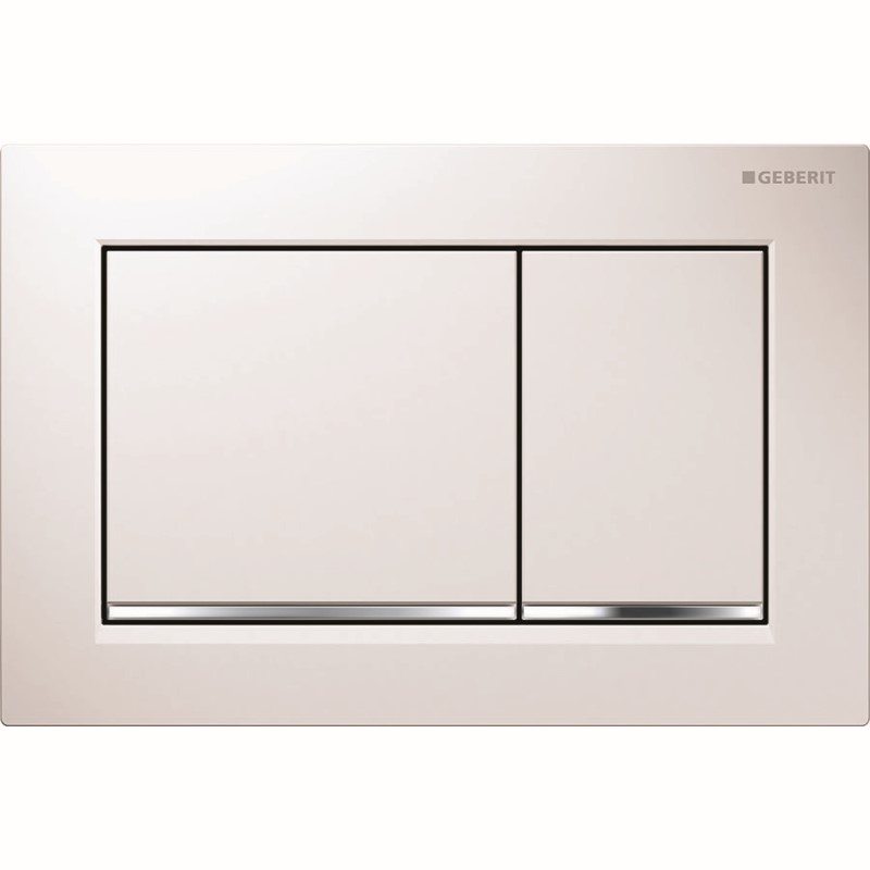 GEBERIT Ovládacie tlačidlo Geberit Omega30, pre dvojité splachovanie biele / lesklým pochrómovaním 115.080.KJ.1