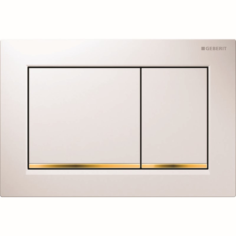 GEBERIT Ovládacie tlačidlo Geberit Omega30, pre dvojité splachovanie biele / pozlátené 115.080.KK.1