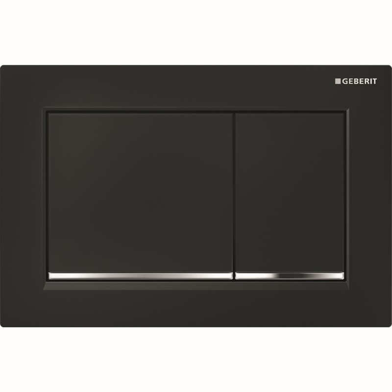 GEBERIT Ovládacie tlačidlo Geberit Omega30, pre dvojité splachovanie čierne / lesklým pochrómovaním 115.080.KM.1