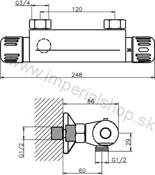 NOVA Sprchová termostatická batéria 120 mm Aquamat chróm