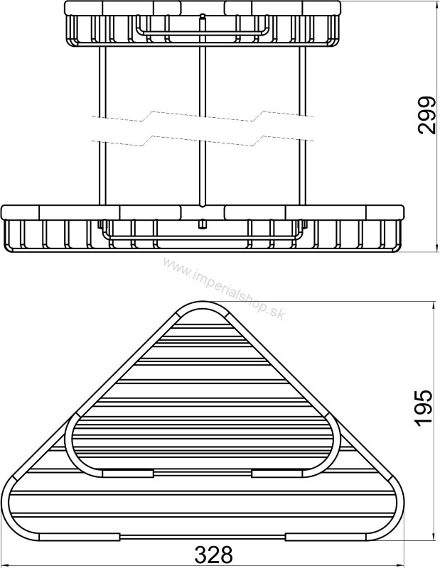 NOVA Dvojitá rohová polica kombinovaná Drôtený program chróm