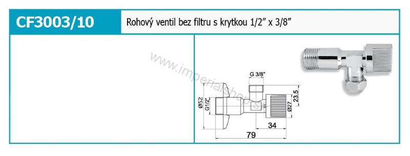 NOVA Rohový ventil bez filtra 1/2"x 3/8"