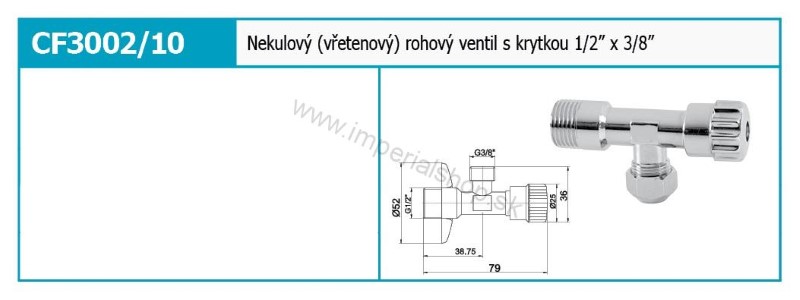 NOVA Rohový vretenový ventil 1/2" x 3/8"