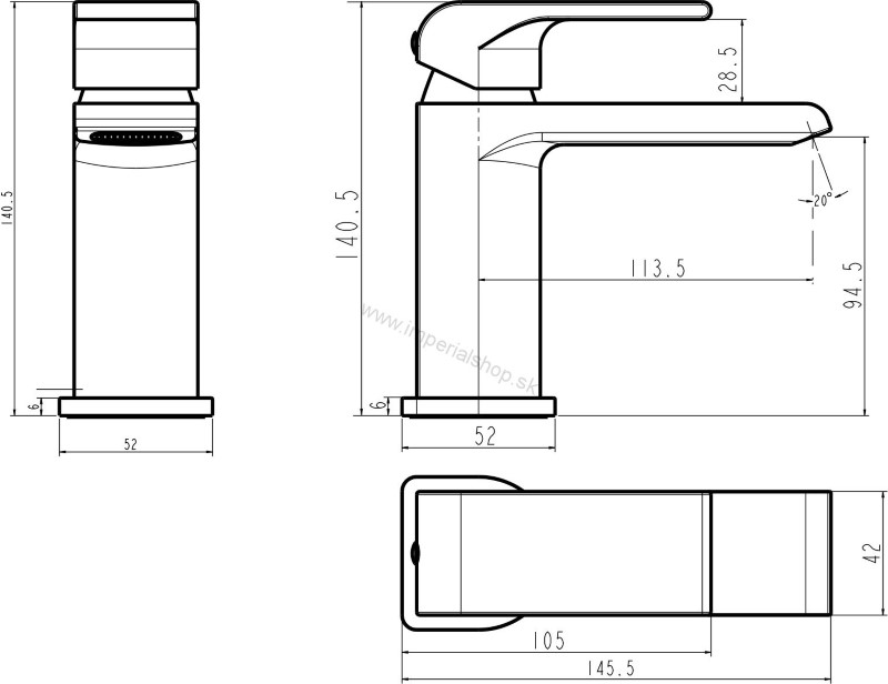 NOVA Umývadlová batéria bez výpusti SHARP chróm