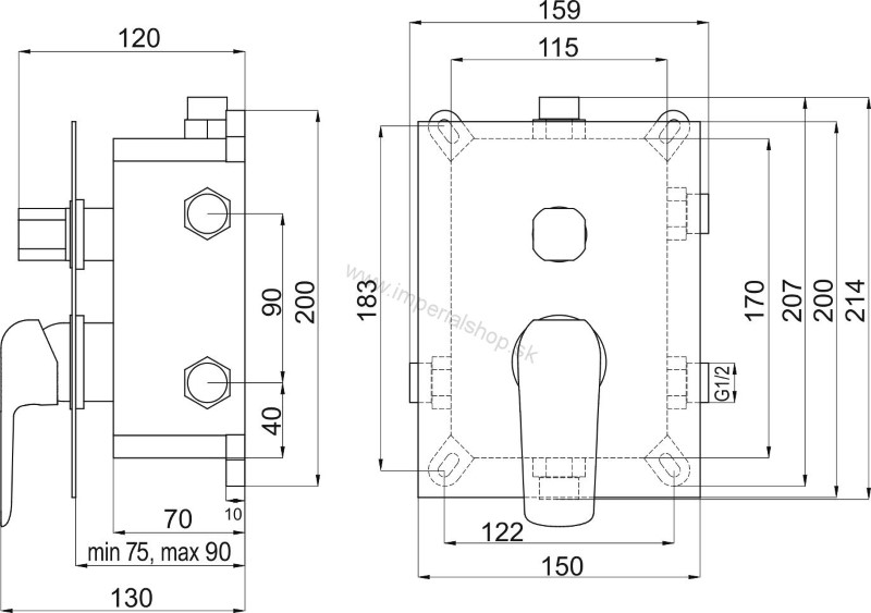 NOVA Podomietková batéria s boxom 3 vývody, TINA