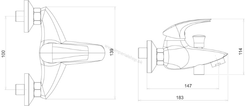 NOVA Vaňová batéria bez príslušenstva 100 mm Metalia 57 chróm