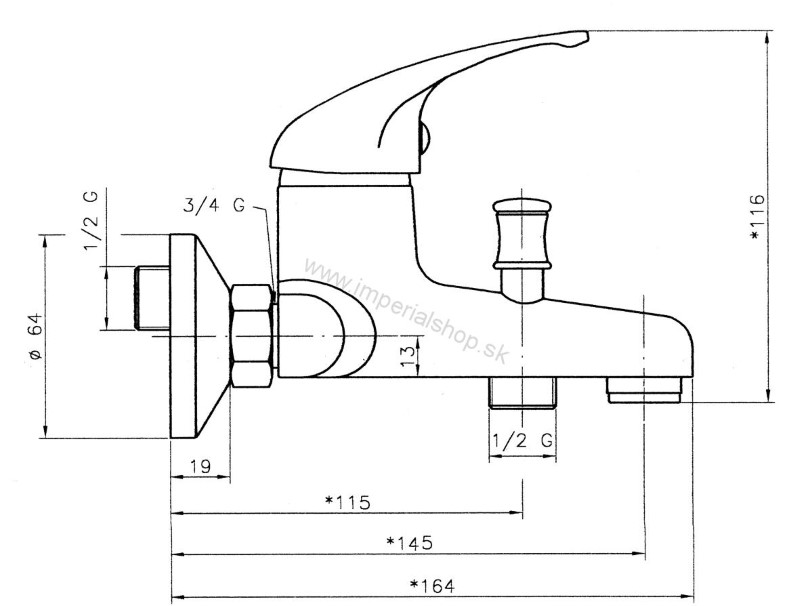 NOVA Vaňová batéria bez príslušenstva 150 mm Titania Iris chróm