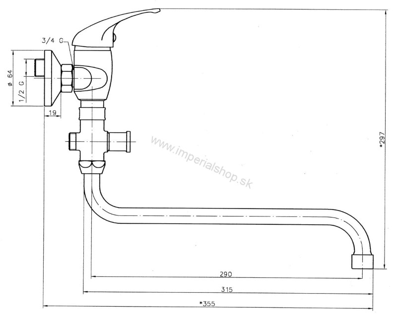 NOVA Paneláková batéria bez sprchy 100 mm Titania Iris chróm 92075/1,0