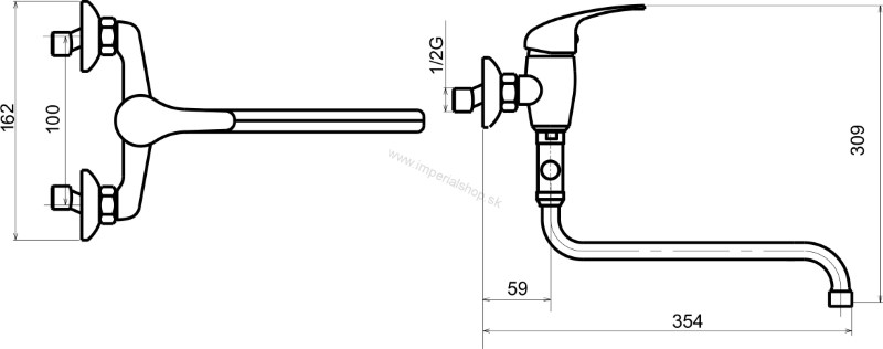 NOVA Paneláková batéria bez sprchy 100 mm chróm 92073/1,0