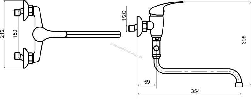 NOVA Paneláková batéria bez sprchy 150 mm chróm 92271/1,0