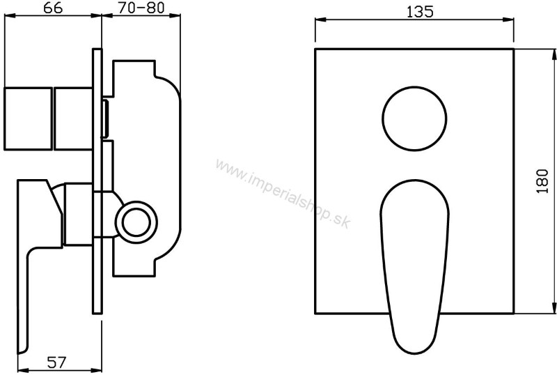 NOVA Vaňová a sprchová podomietková batéria s prepínačom 98050R,0
