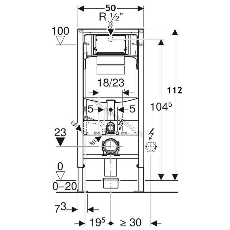 GEBERIT Duofix Prvok pre závesné WC, 112 cm, s podomietkovou splachovacou nádržkou Sigma 12 cm 111.925.00.5