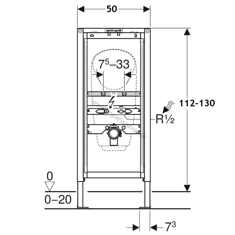 GEBERIT Prvok Duofix pre pisoár, 112–130 cm, univerzálny, pre nadomietkový tlakový splachovač 111.686.00.1