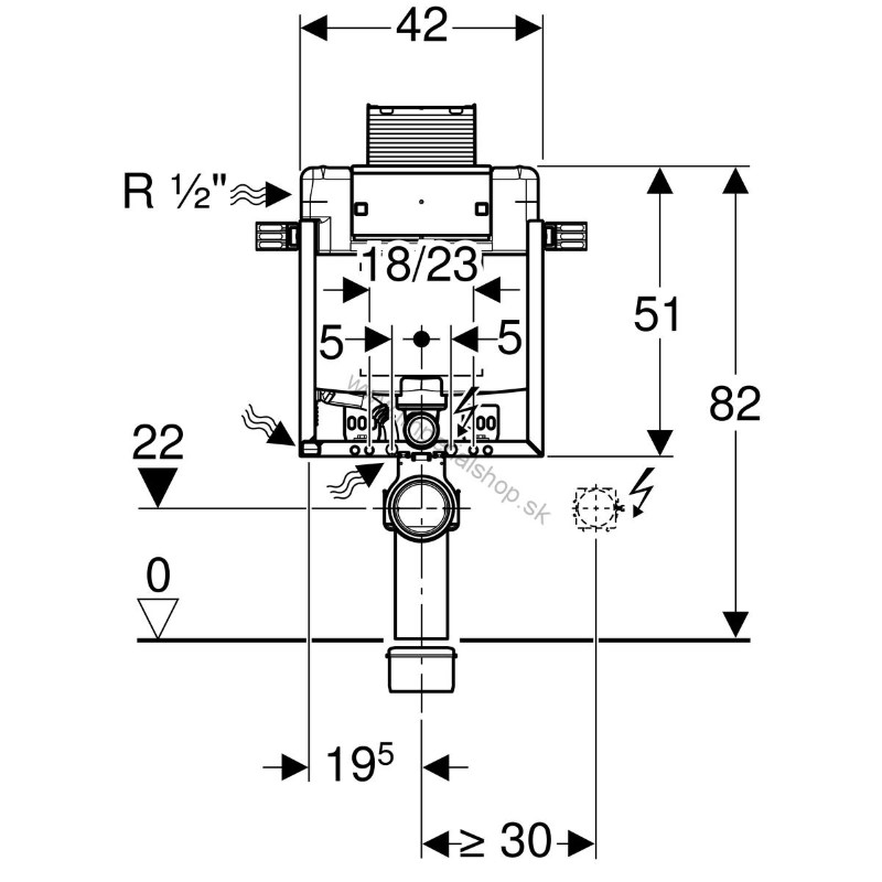 GEBERIT Kombifix Prvok pre závesné WC, 82 cm, s podomietkovou splachovacou nádržkou Omega 12 cm 110.000.00.1