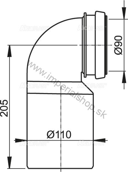 ALCADRAIN M906 Koleno odpadu komplet DN90/110