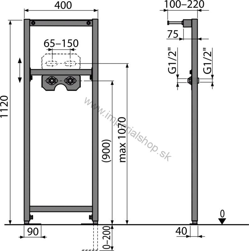 ALCADRAIN A104B/1120 Montážny rám pre batériu