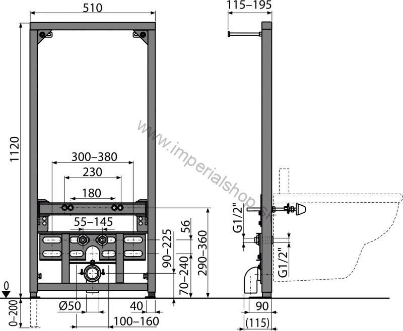 ALCADRAIN A105/1120 Montážny rám pre bidet