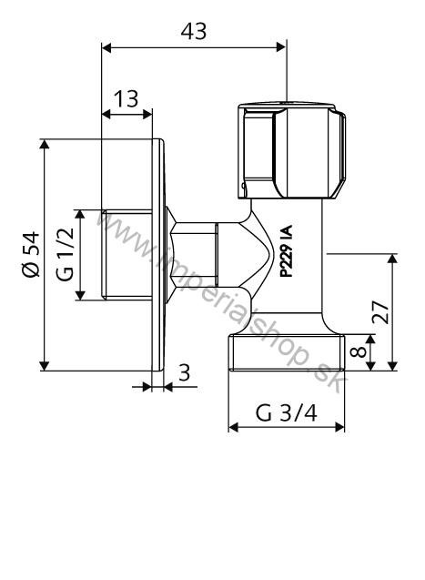 Rohový ventil práčkový s horným ovládaním 1/2"x3/4" SCHELL
