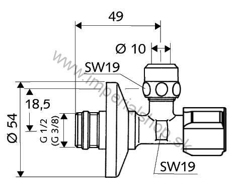Rohový ventil s filtrom 1/2" x 3/8" SCHELL