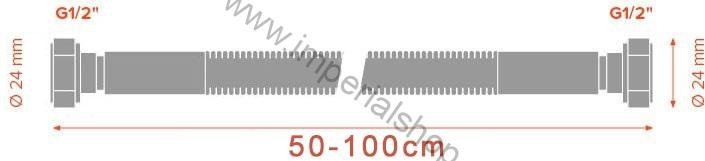Nerezová plynová flexi hadica 1/2" x 1/2" FF - 50-100CM