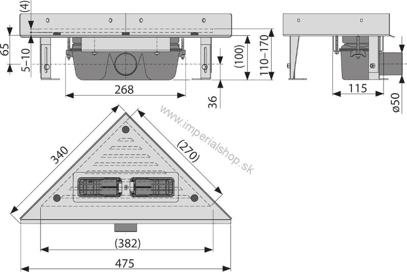 ALCADRAIN ARZ1 Rohový podlahový žľab