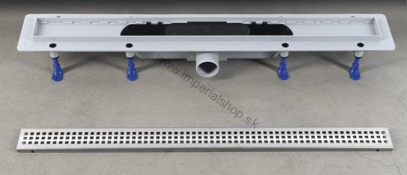 INDY sprchový kanálik s nerezovým roštom, superflow, DN50, 910x122x65 mm