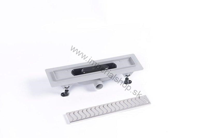 SCENE plastový sprchový kanálik s nerezovým roštom, 455x123x68 mm