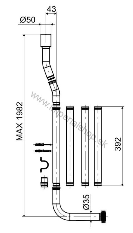 Splachovacie WC potrubie P-2466 B/IV