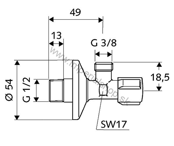 Rohový ventil 1/2" x 3/8" SCHELL