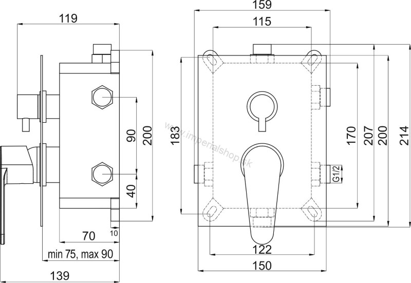 NOVA Podomietková batéria s boxom 3 vývody, FRESH