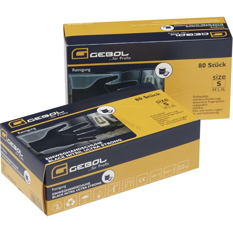 GEBOL Rukavice pracovne BLACK NITRIL - L 80ks