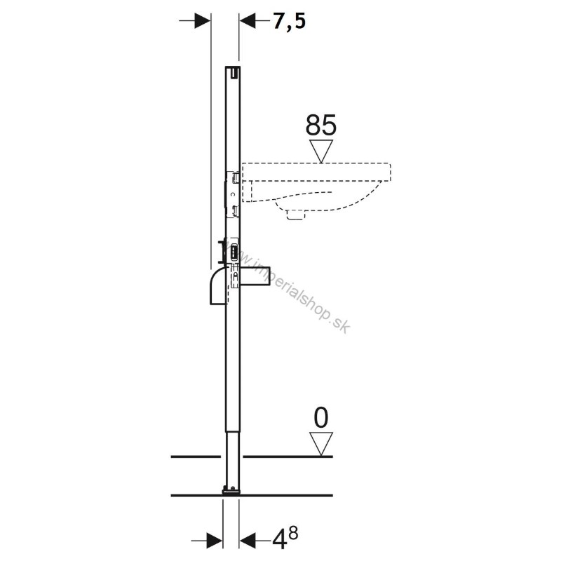 GEBERIT Duofix Prvok pre umývadlo, 112 cm, stojančeková armatúra 111.430.00.1