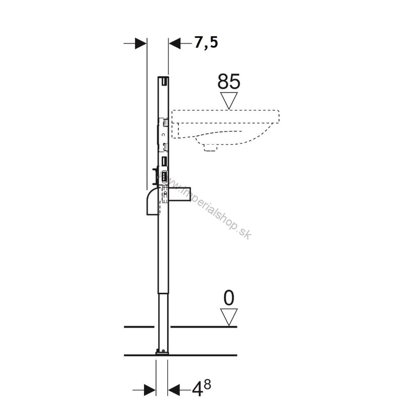GEBERIT Duofix Prvok pre umývadlo, 82–98 cm, stojančeková armatúra 111.485.00.1