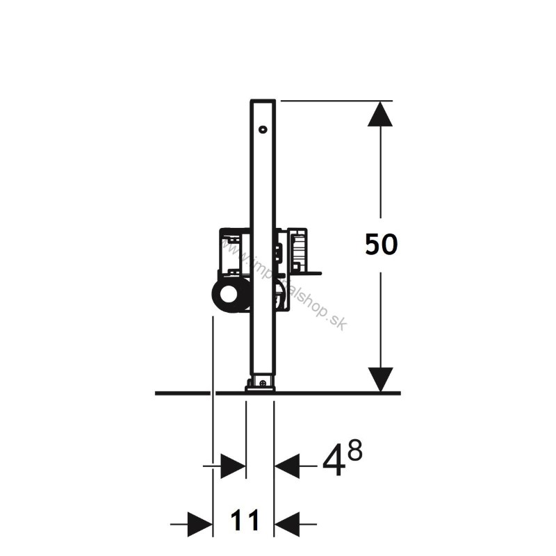 GEBERIT Inštalačný prvok Duofix pre sprchu, 50 cm, s odtokom v stene, pre výšku poteru v mieste odtoku 65–90 mm 111.593.00.1