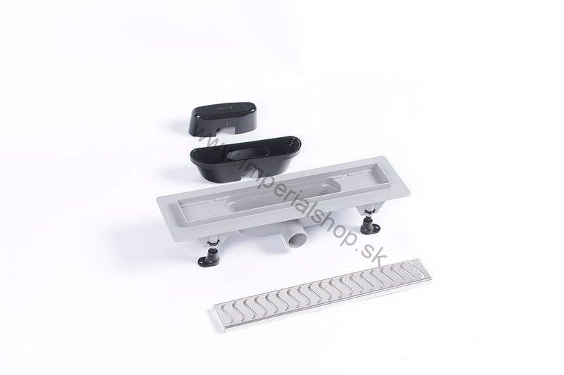 SCENE plastový sprchový kanálik s nerezovým roštom, 455x123x68 mm