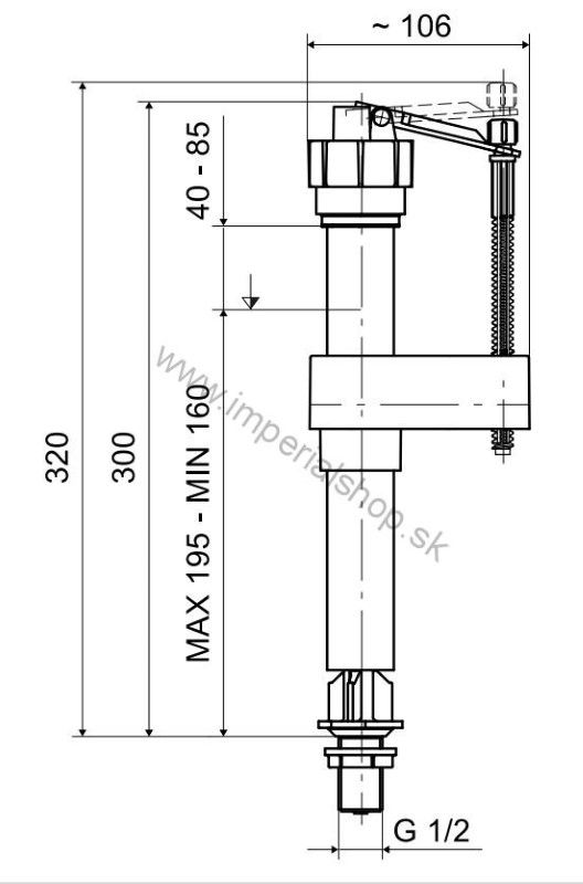 Plavákový WC ventil spodný 1/2" T-2439