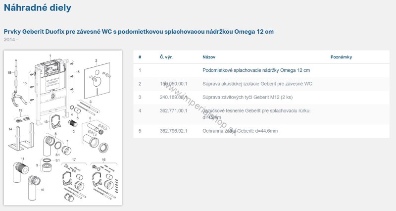 GEBERIT Duofix Prvok pre závesné WC, 82 cm, s podomietkovou splachovacou nádržkou Omega 12 cm 111.003.00.1
